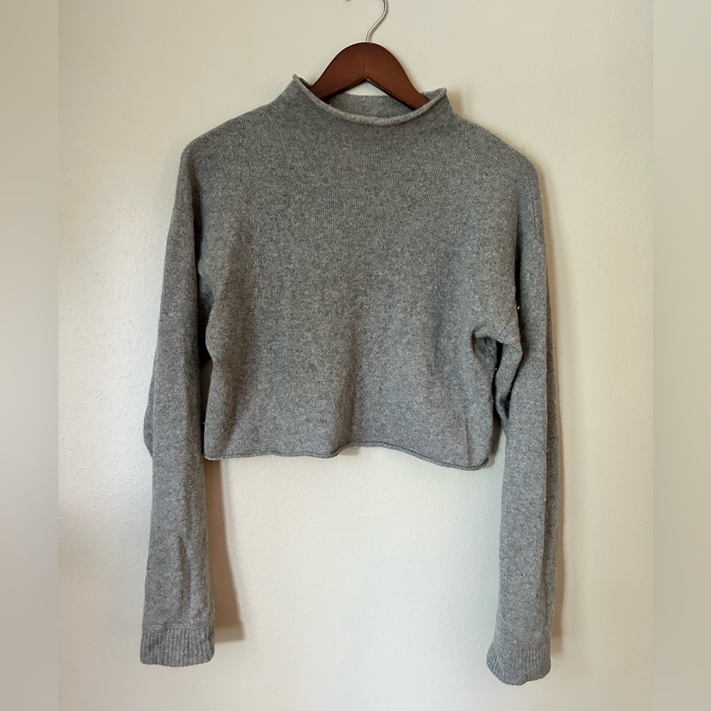 Reformation Jeans | Grey mockneck cropped wool and cashmere sweater size XS